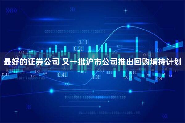 最好的证券公司 又一批沪市公司推出回购增持计划